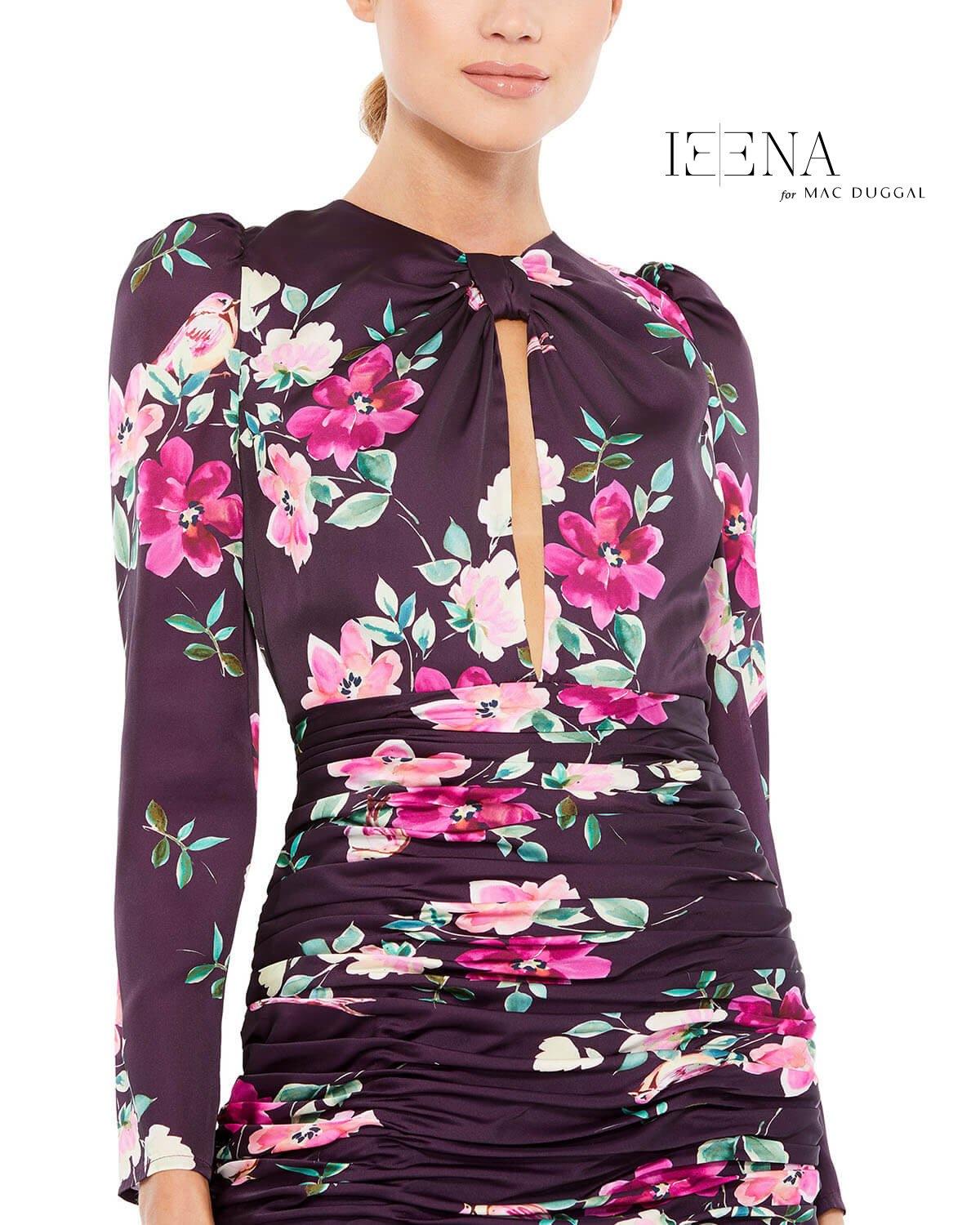 Mac Duggal Long Sleeve Floral Print Dress 2635 - The Dress Outlet