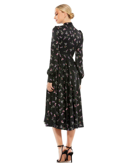 Mac Duggal Long Sleeve Floral Short Dress 55633 - The Dress Outlet