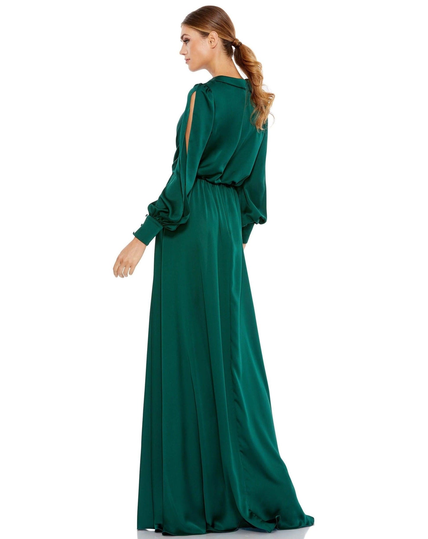 Mac Duggal Long Sleeve Formal Blouson Dress 49146 - The Dress Outlet
