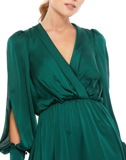 Mac Duggal Long Sleeve Formal Blouson Dress 49146 - The Dress Outlet
