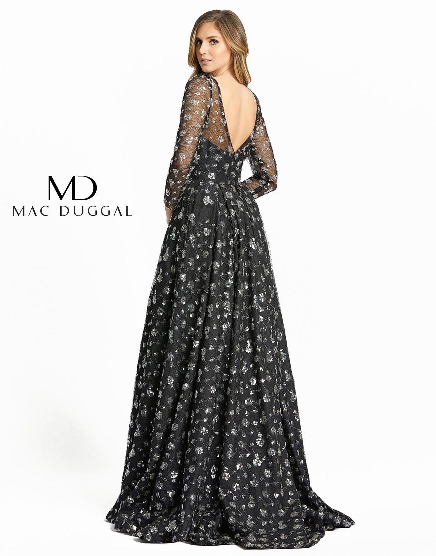 Black Mac Duggal Long Sleeve Formal Dress 12360 Sale