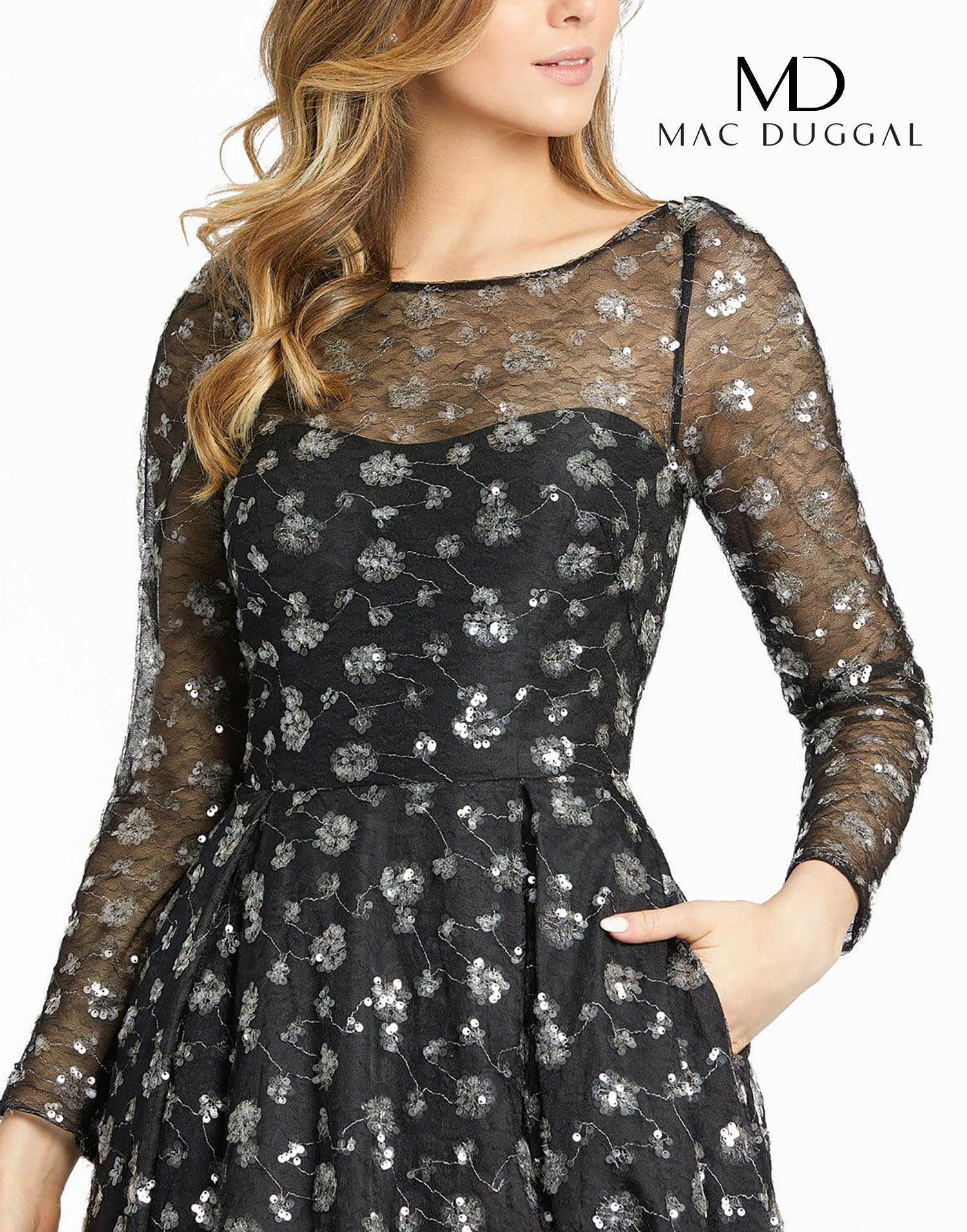 Black Mac Duggal Long Sleeve Formal Dress 12360 Sale