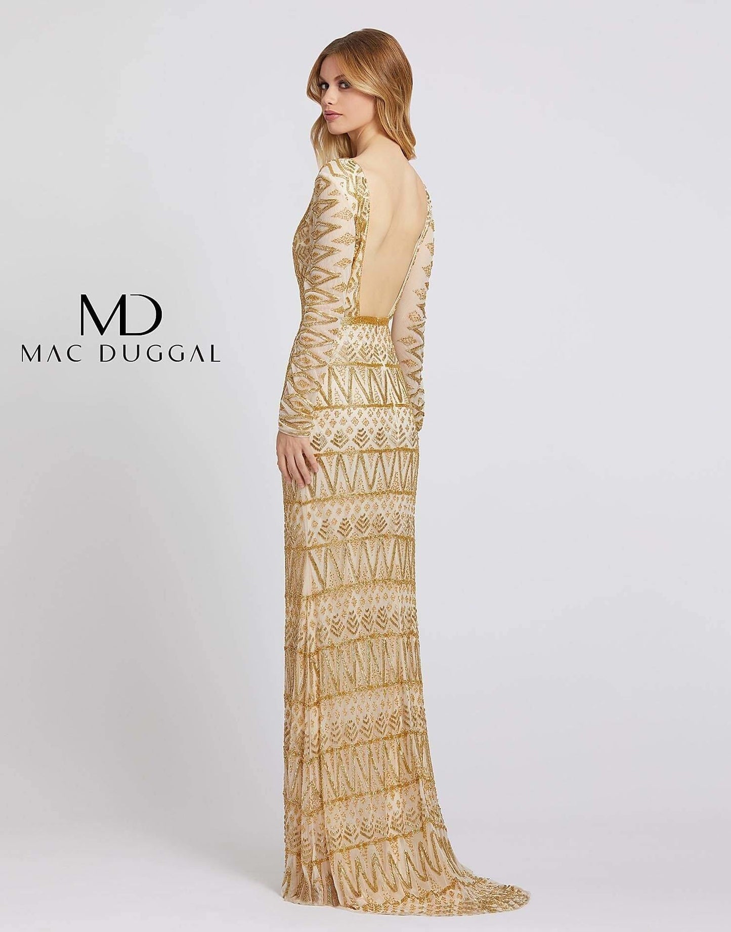Mac Duggal Long Sleeve Formal Evening Dress 4724A - The Dress Outlet