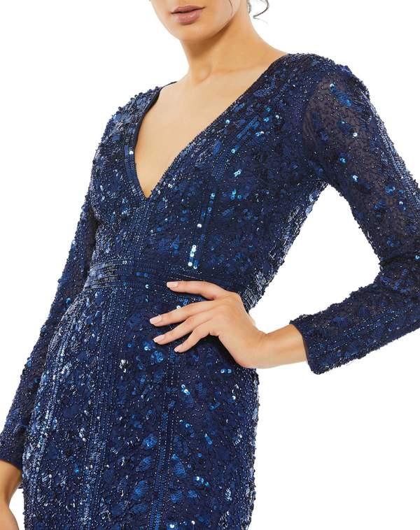 Mac Duggal 5002 Long Sleeve Formal Evening Trumpet Dress