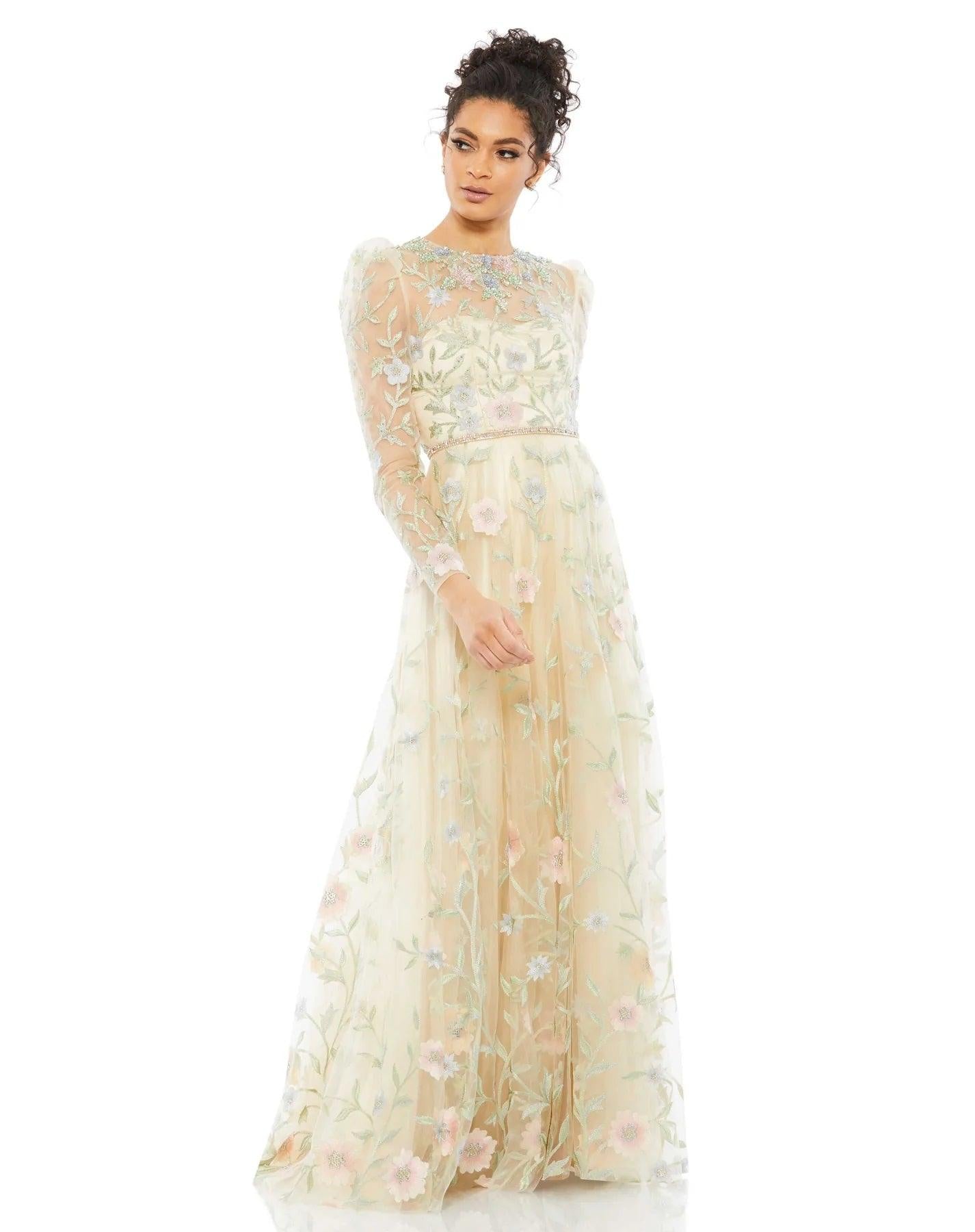 Mac Duggal 49146 Long Sleeve Formal Blouson Dress main image 1