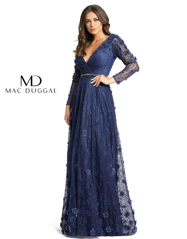 Long Sleeve Formal Lace Dress Lace Detail Mac Duggal 67503