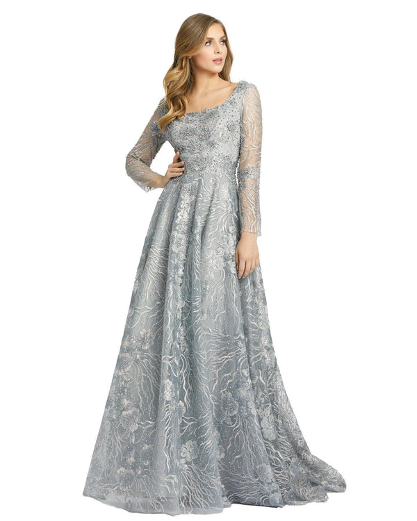 Long Sleeve Formal Lace Gown Lace Detail Mac Duggal 20285
