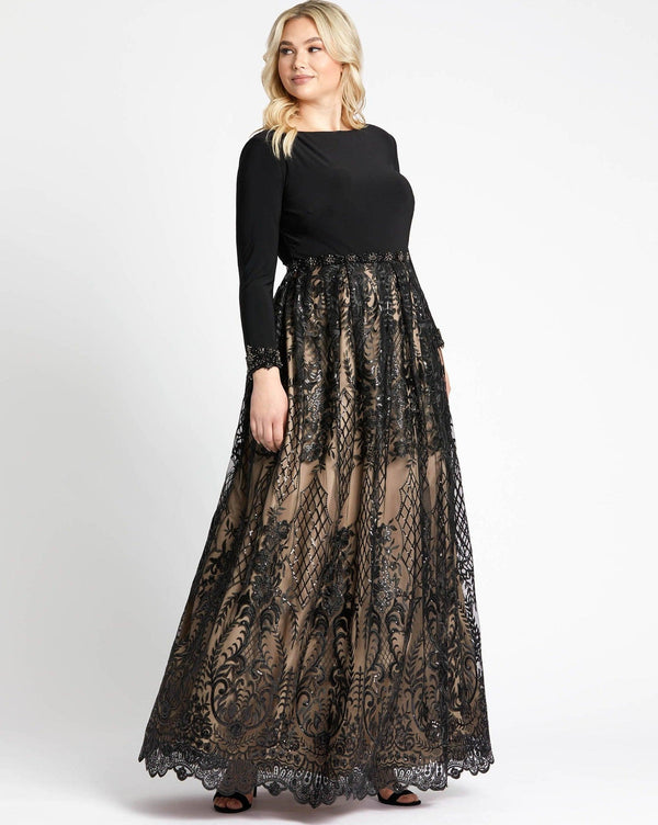 Long Sleeve Formal Plus Size Dress Plus Size Mac Duggal 67258