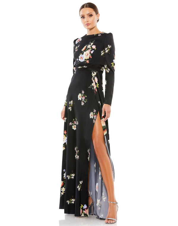 Long Sleeve Formal Print Dress Print Detail Mac Duggal 55622