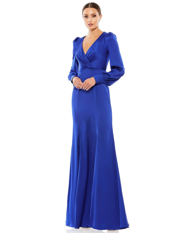 Long Sleeve Formal Satin Dress Satin Fabric Mac Duggal 55635