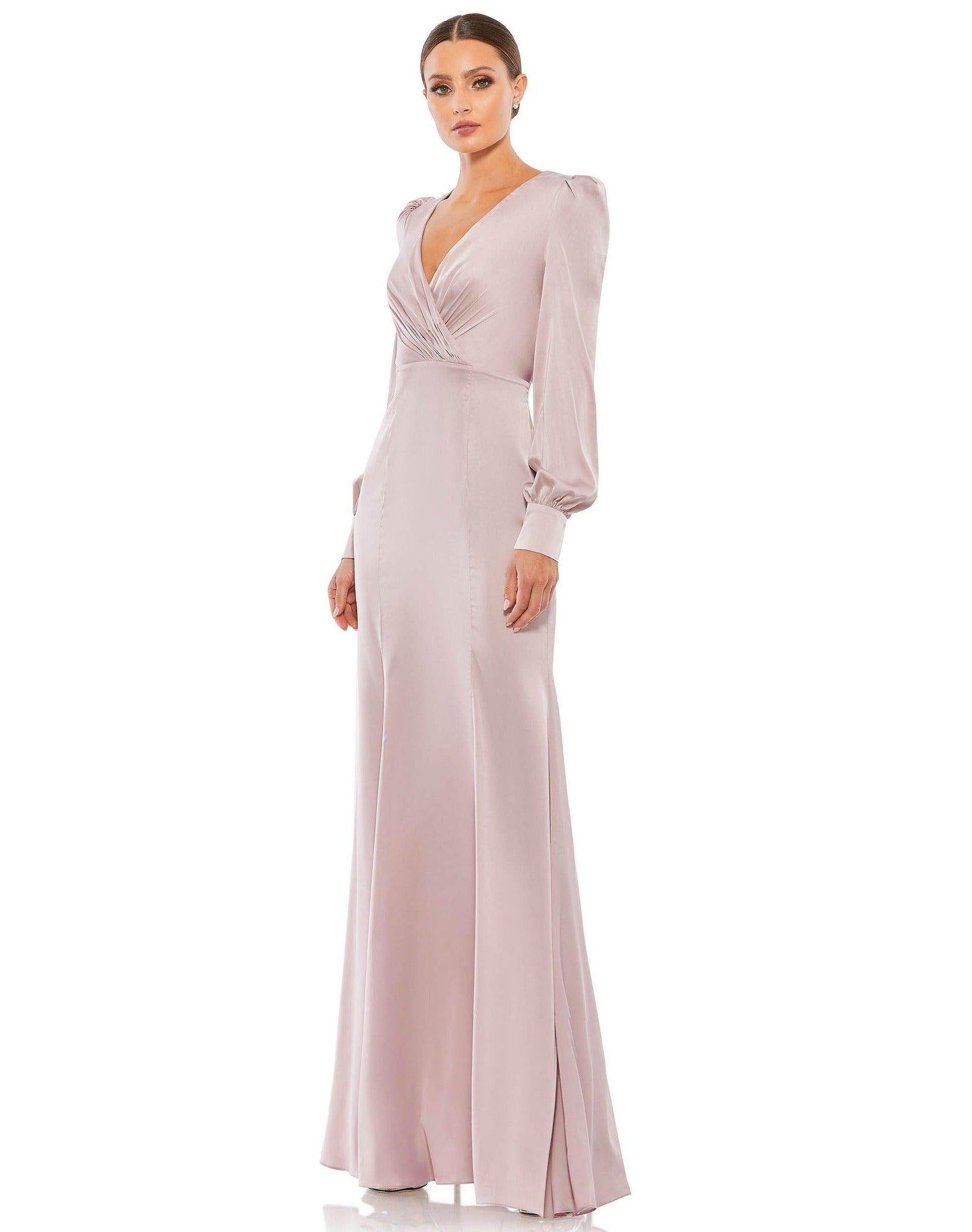 Mac Duggal 55635 Long Sleeve Formal Satin Dress