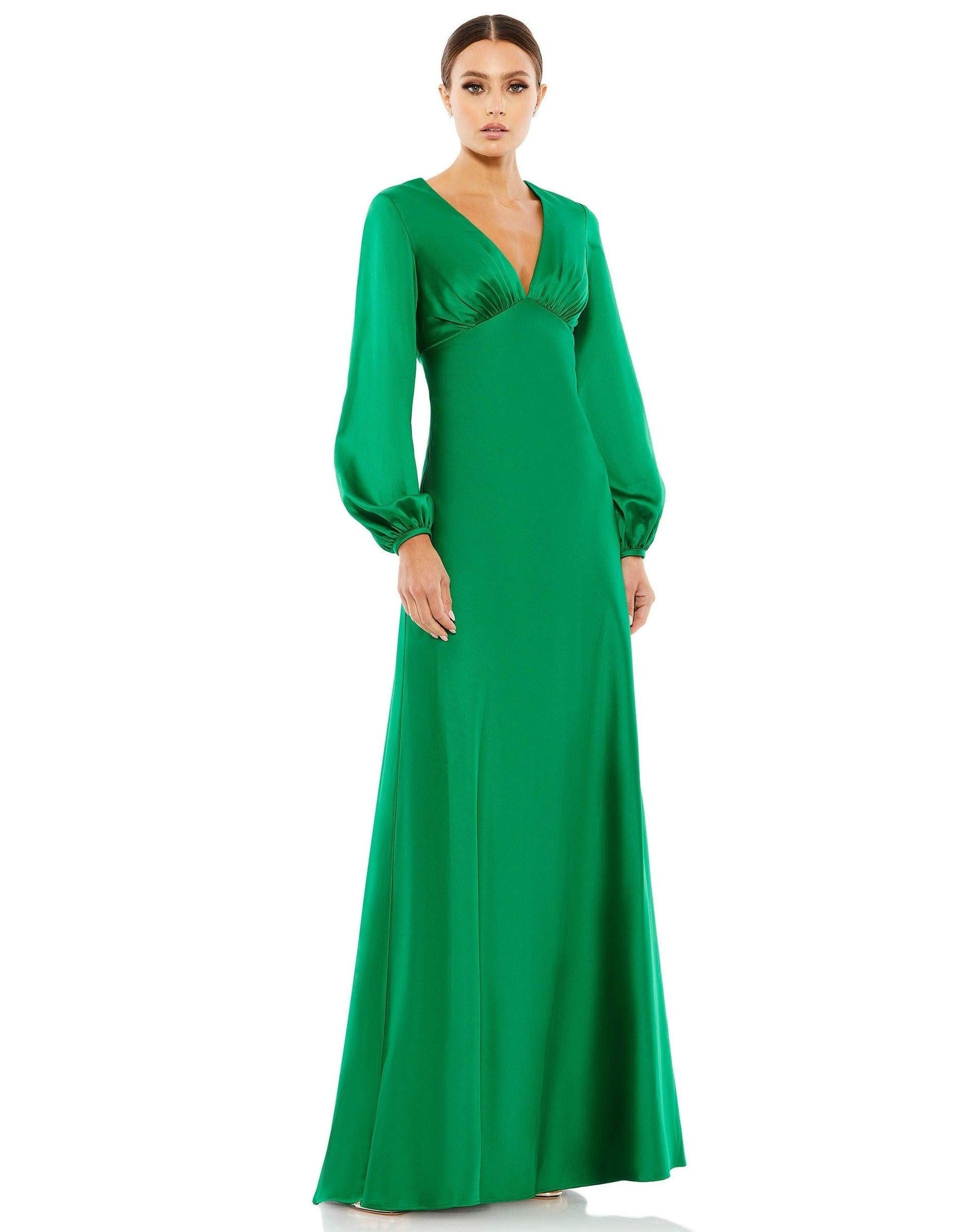 Mac Duggal 55693 Long Sleeve Formal Satin Dress | The Dress Outlet