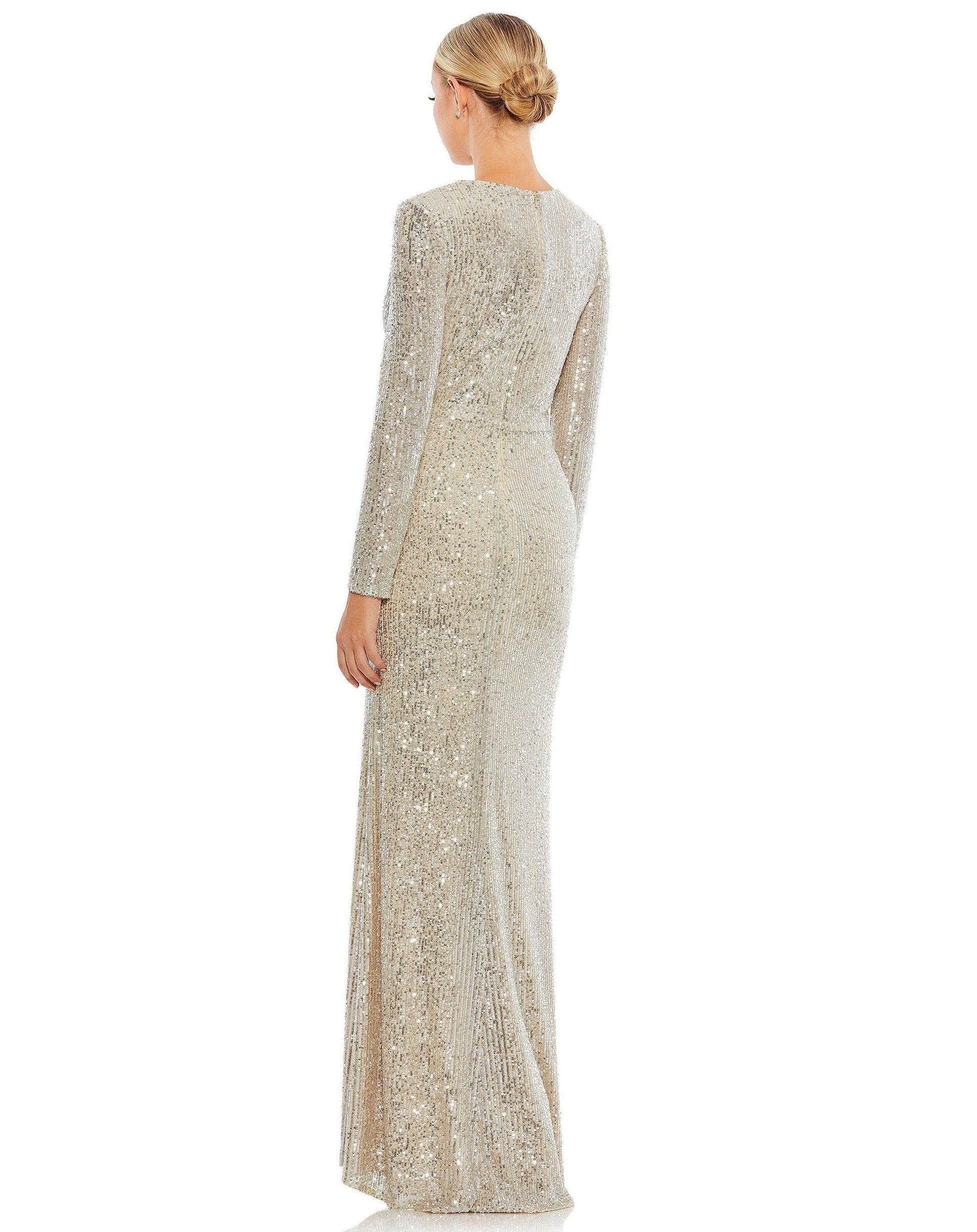 Mac Duggal Long Sleeve Formal Sequin Dress 26723 - The Dress Outlet