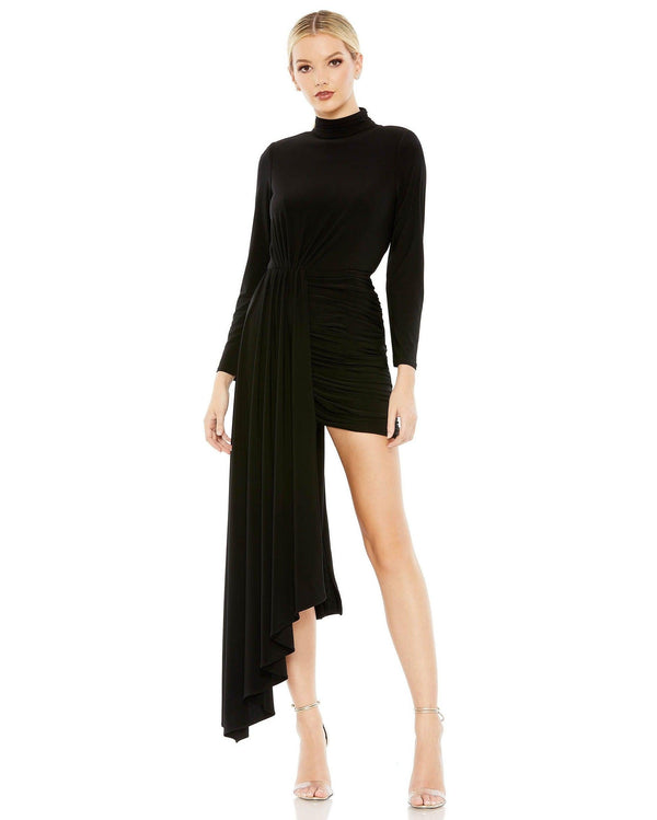 Long Sleeve High Low Cocktail Dress High Low Detail Mac Duggal 42011