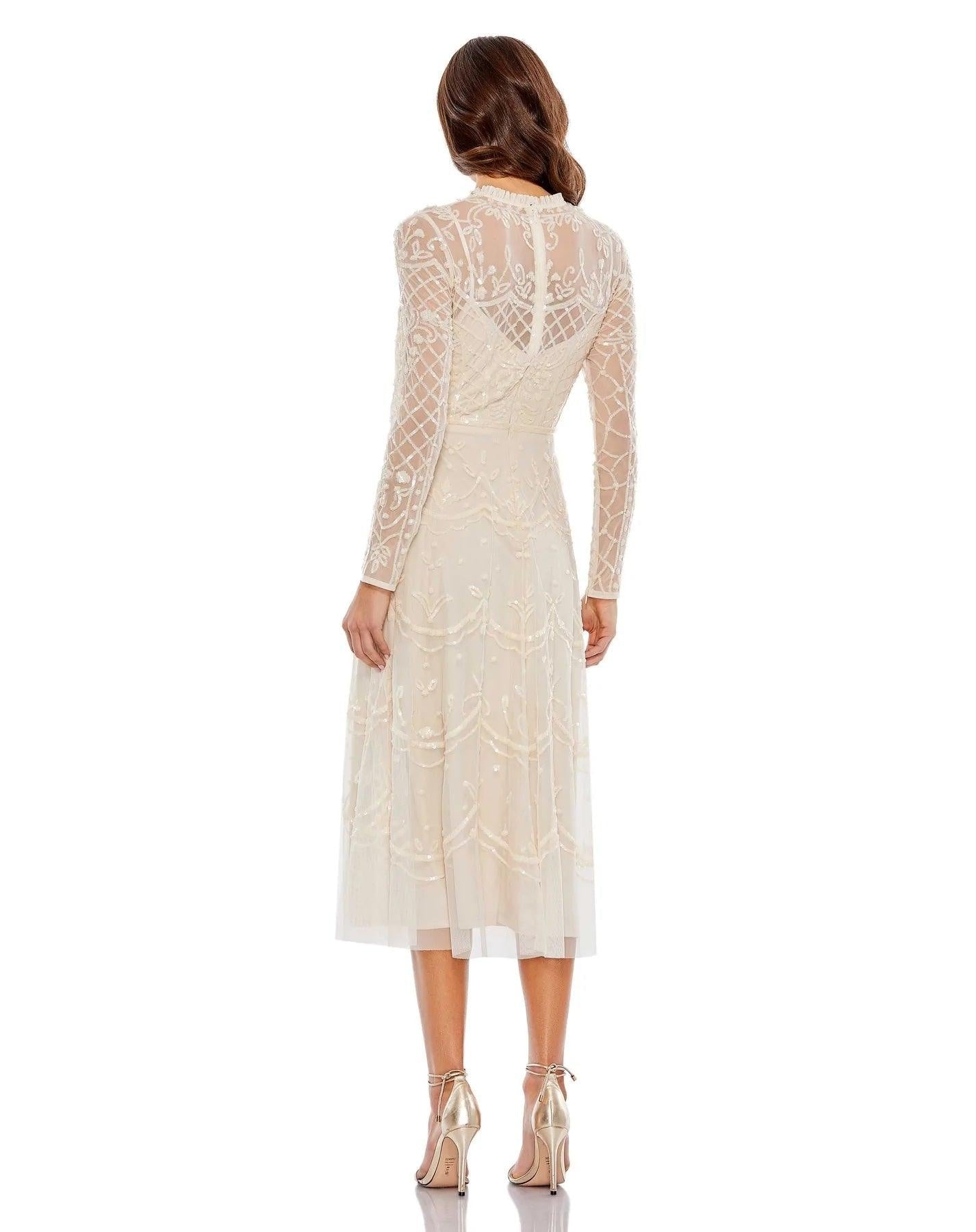 Mac Duggal 9142 Long Sleeve Midi Dress