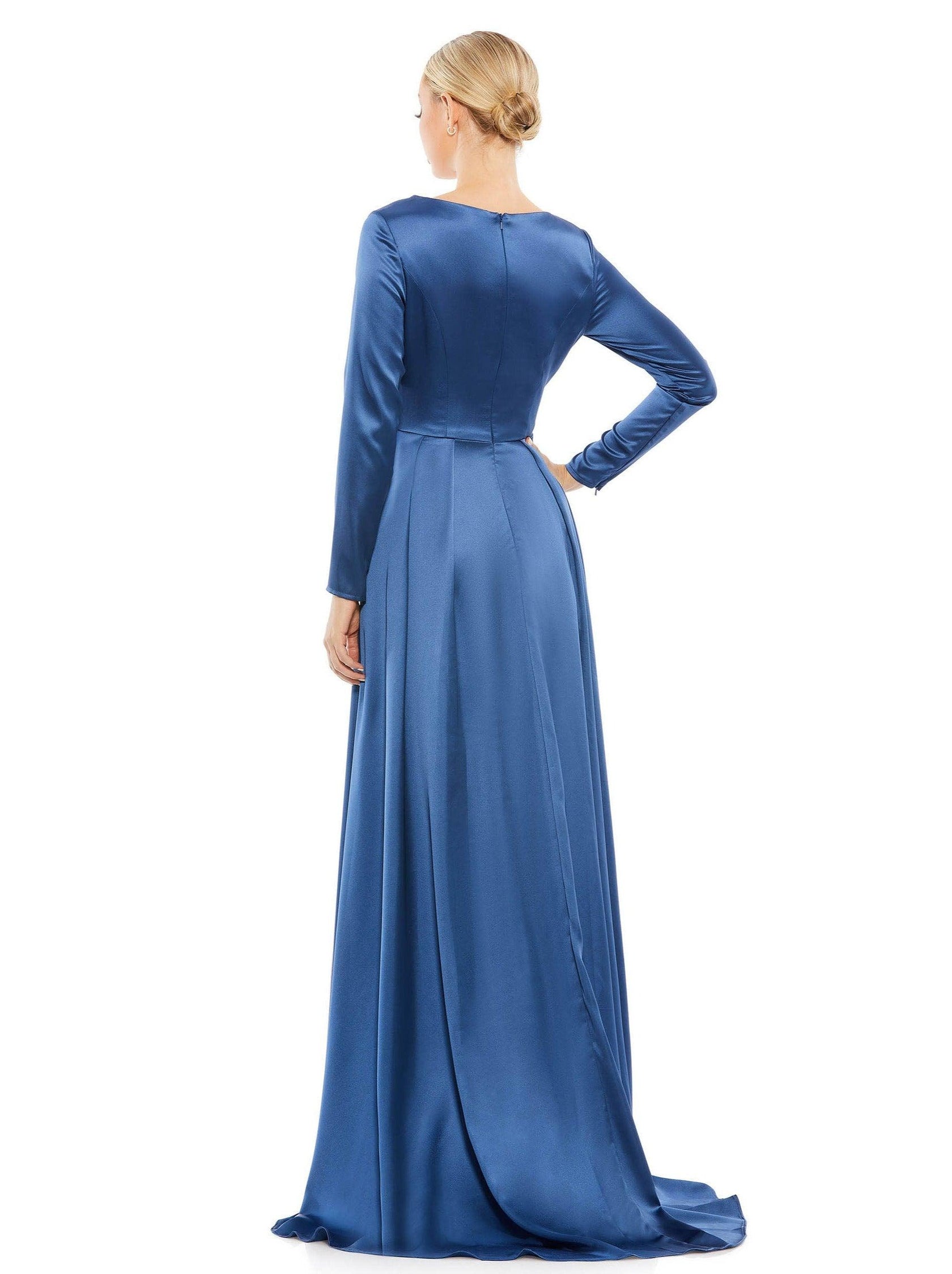 Midnight Mac Duggal 26613 Long Sleeve Pleated Formal Gown for $149.0 ...