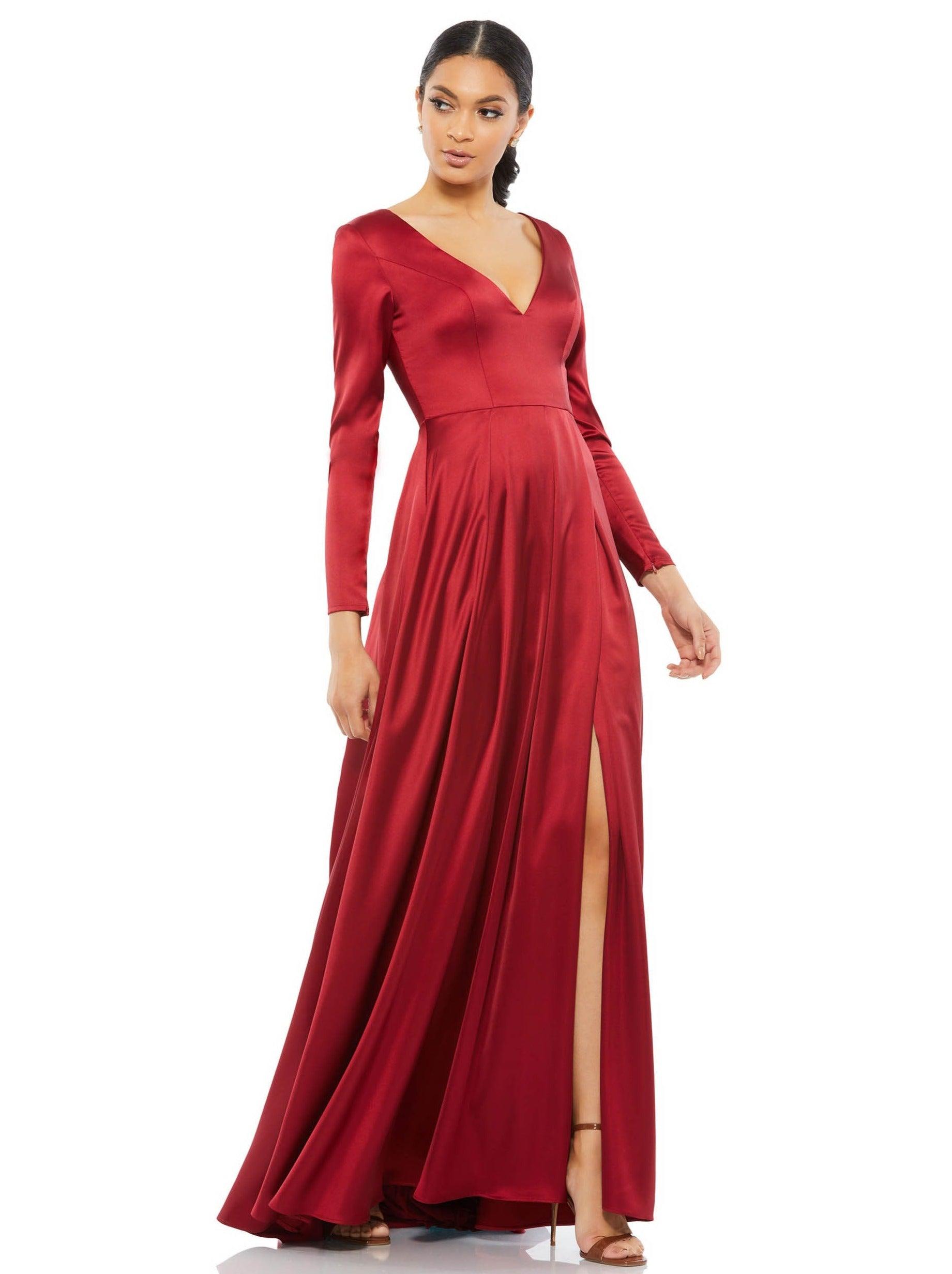 Mac Duggal 26613 Long Sleeve Pleated Formal Gown