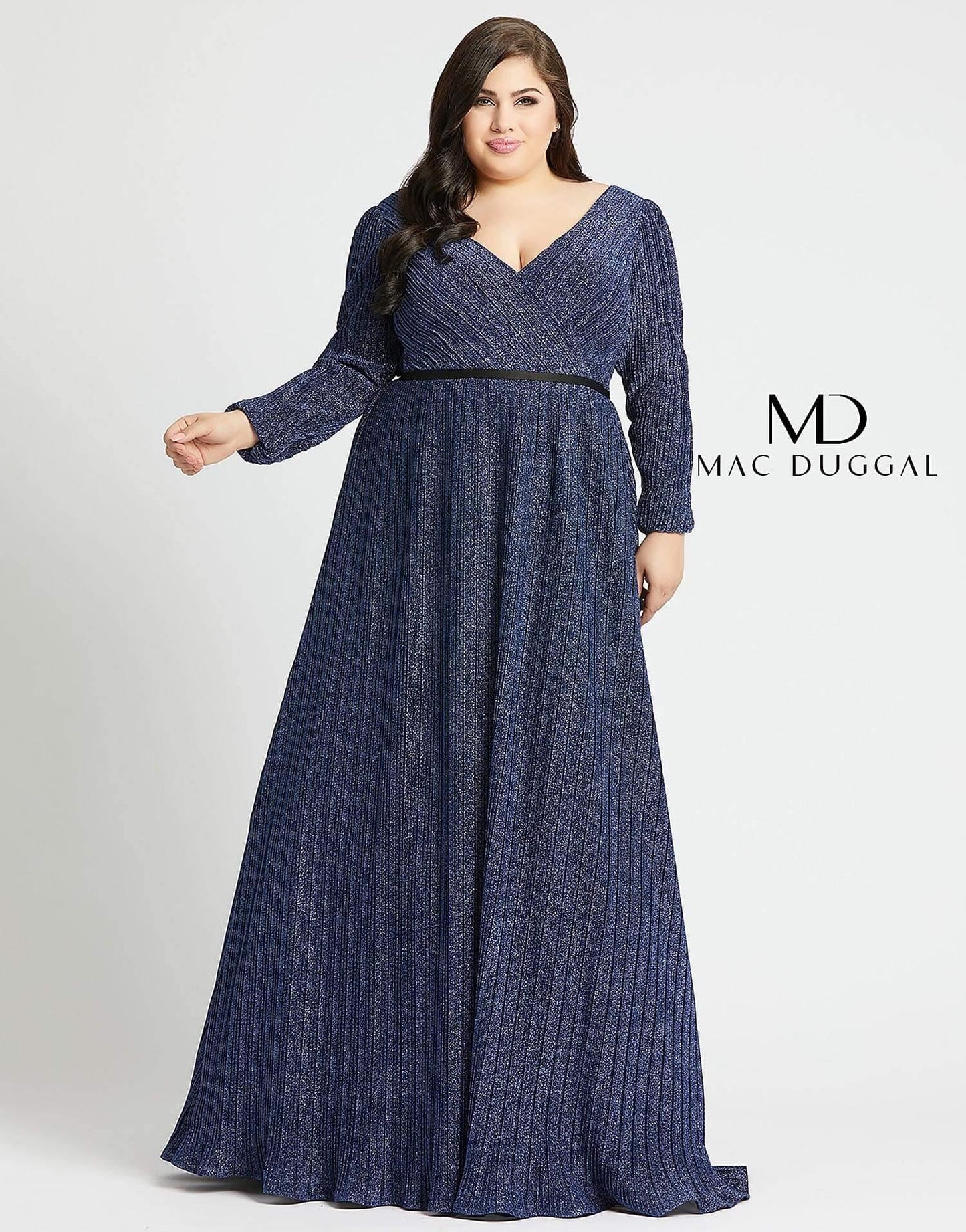 Mac Duggal Long Sleeve Plus Size Prom Dress - The Dress Outlet