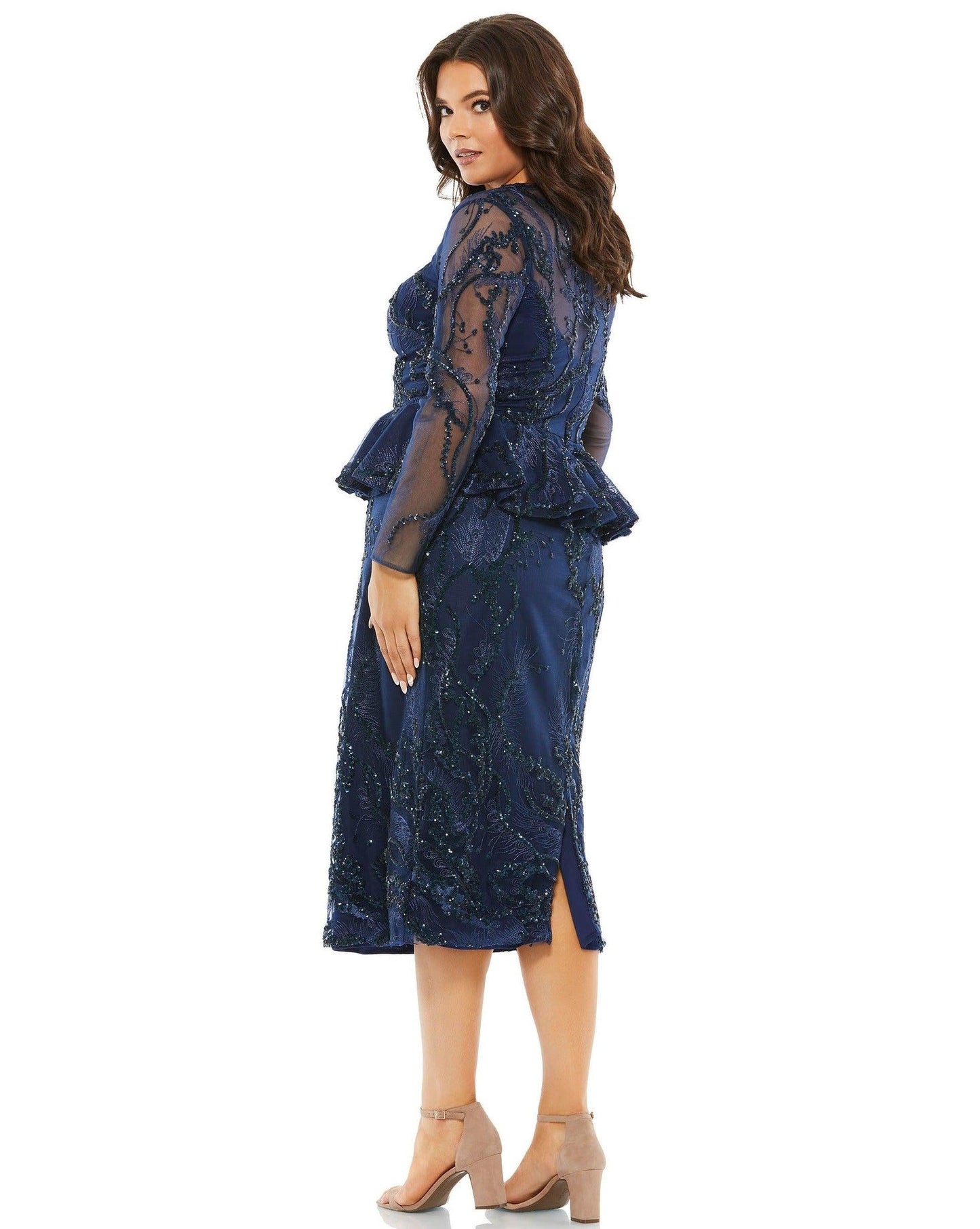 Mac Duggal Long Sleeve Plus Size Short Dress 67930 - The Dress Outlet