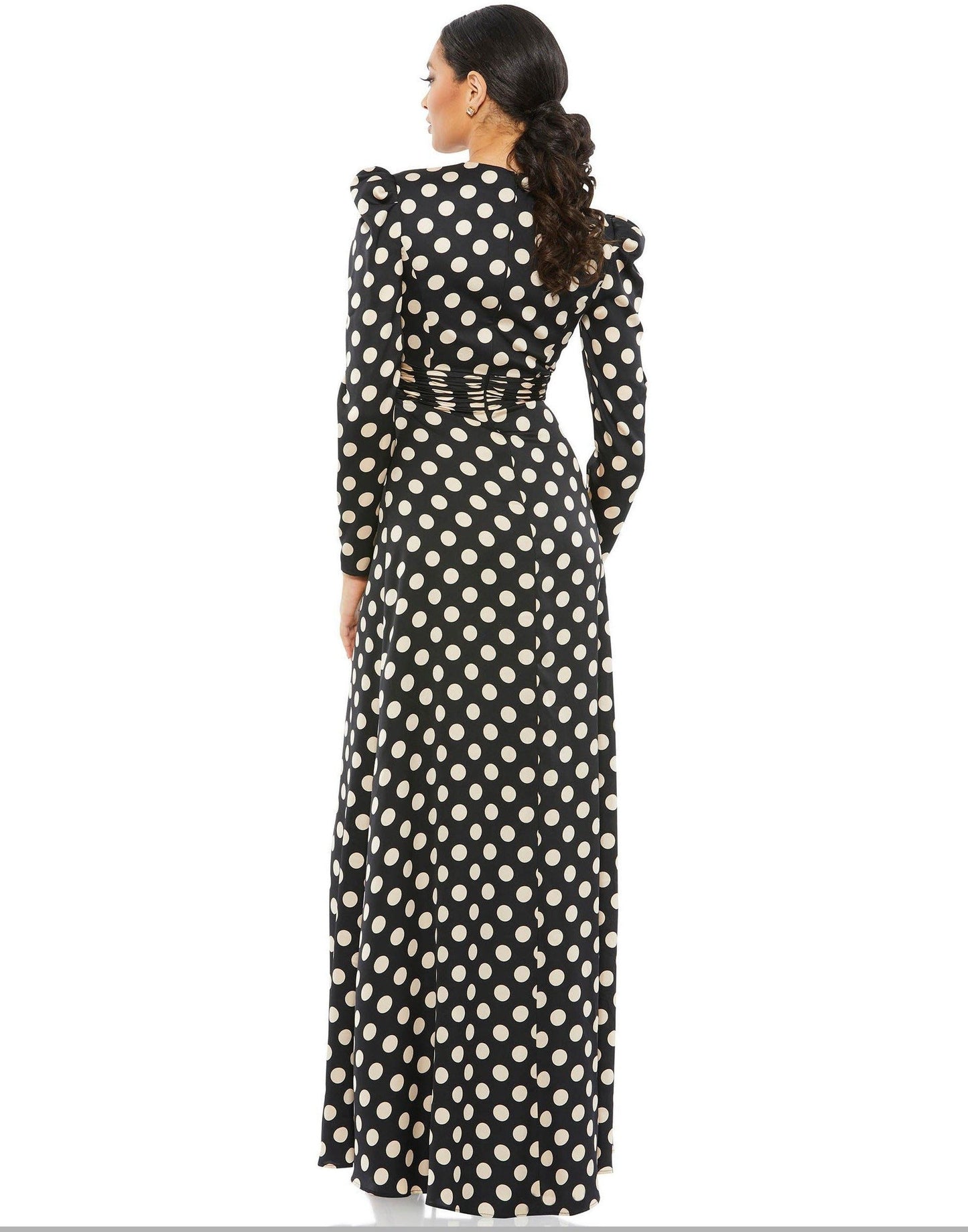 Mac Duggal Long Sleeve Polka Dot Formal Dress 26572 - The Dress Outlet