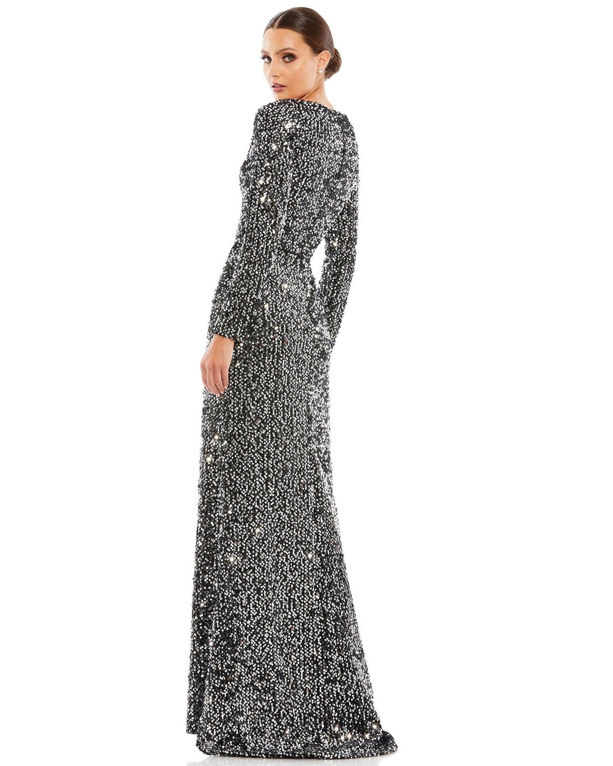 Mac Duggal Long Sleeve Sequins Formal Dress 26445 - The Dress Outlet