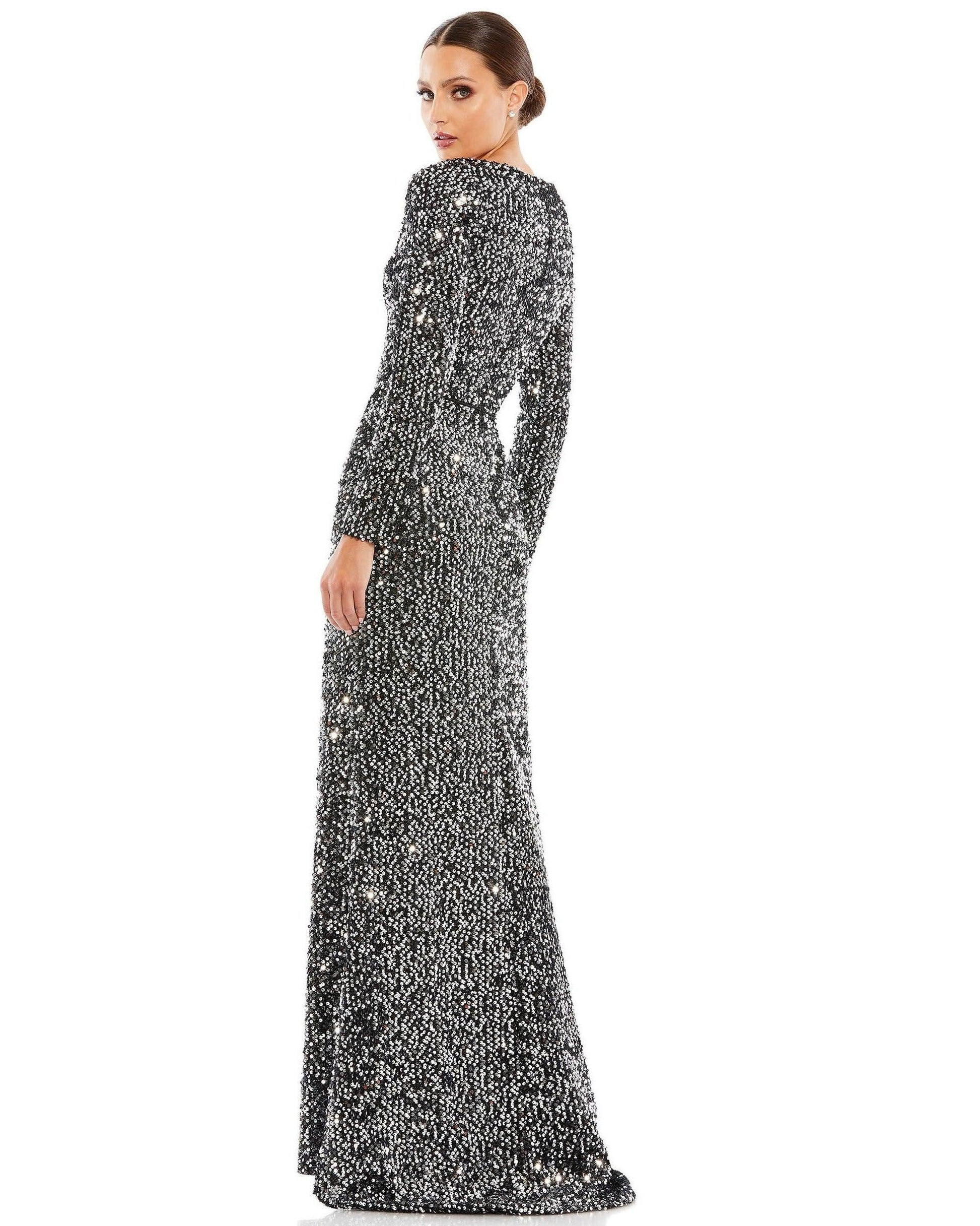 Mac Duggal 26445 Long Sleeve Sequins Formal Dress