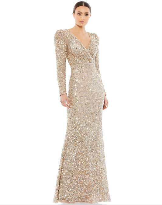 Mac Duggal Long Sleeve Sequins Formal Dress 5510 - The Dress Outlet