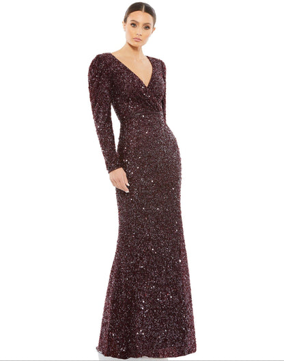 Mac Duggal Long Sleeve Sequins Formal Dress 5510 - The Dress Outlet