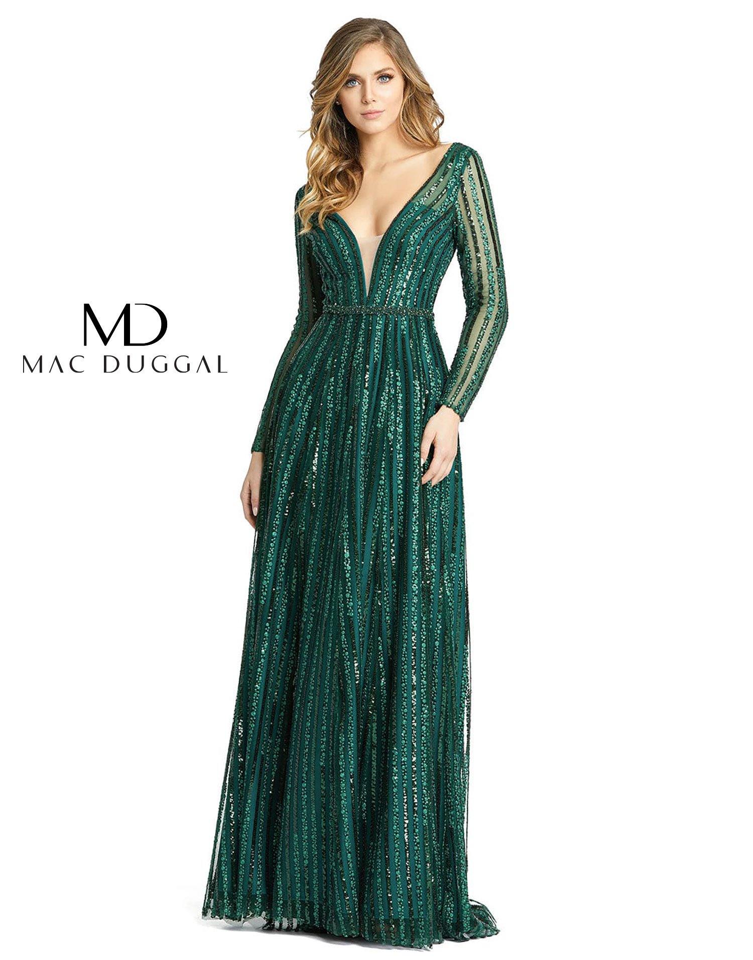 Mac Duggal 11184 Long Sleeve Striped Sequins Dress | The Dress Outlet Mac Duggal 11184 Long Sleeve Striped Sequins Dress | The Dress Outlet