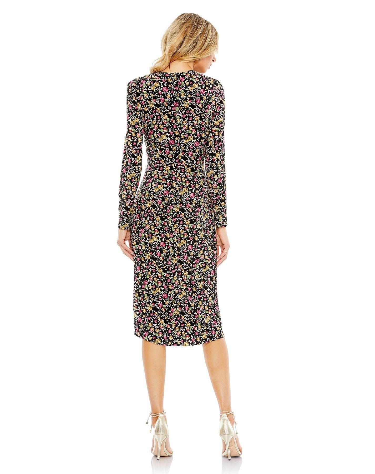 Mac Duggal 26915 Long Sleeve Tea Length Dress
