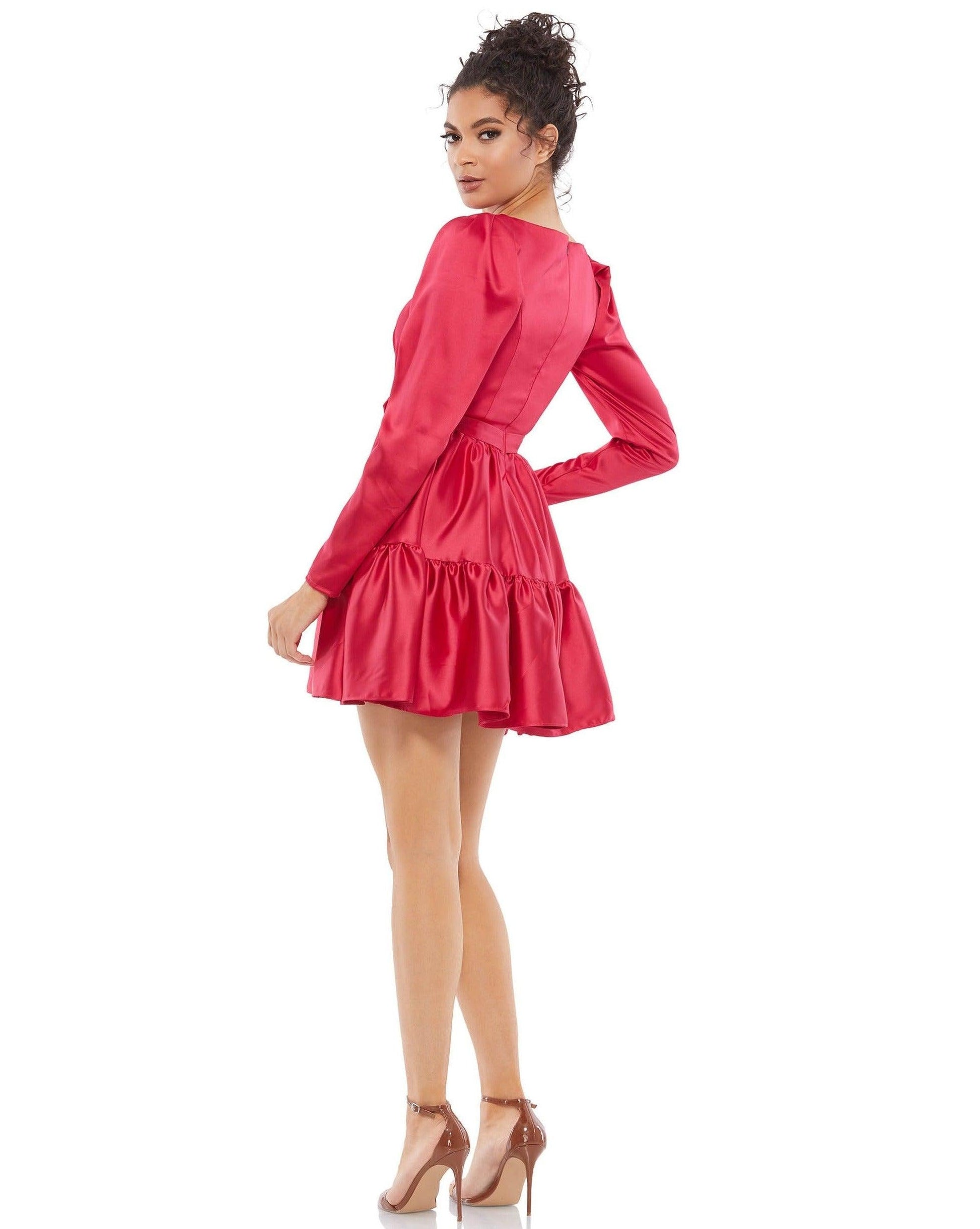 Mac Duggal 26657 Long Sleeve Tiered Cocktail Dress