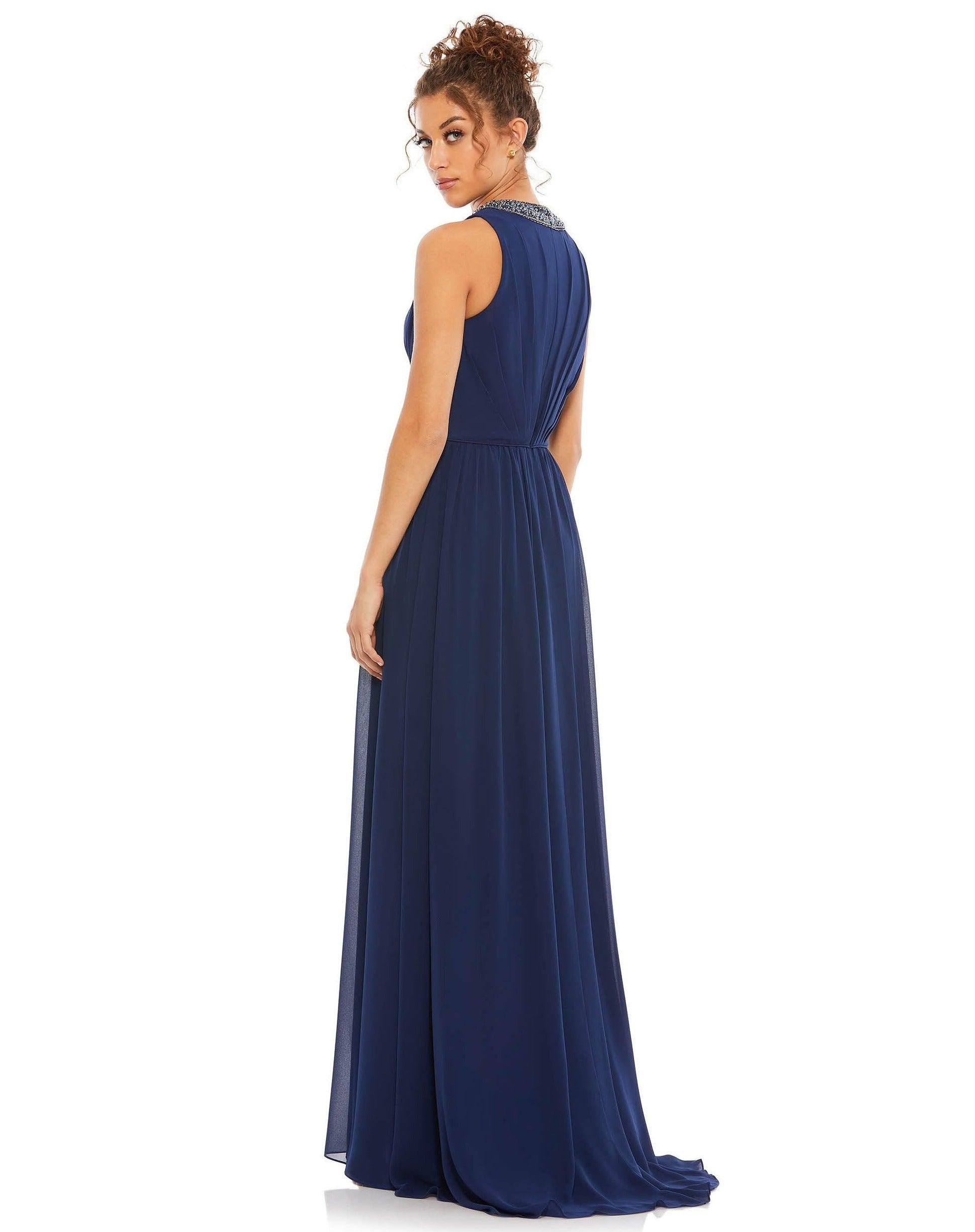 Mac Duggal 55147 Long Sleeveless Chiffon Prom Dress