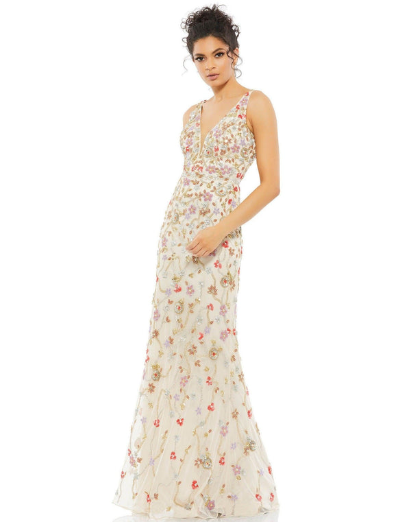 Long Sleeveless Floral Formal Dress Floral Detail Mac Duggal 5482