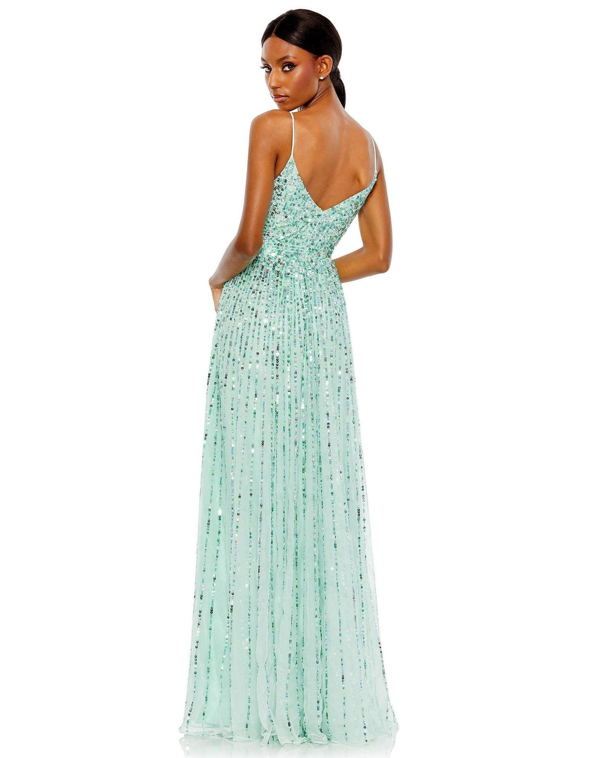 Mac Duggal 10928 Long Spaghetti Strap Prom Dress