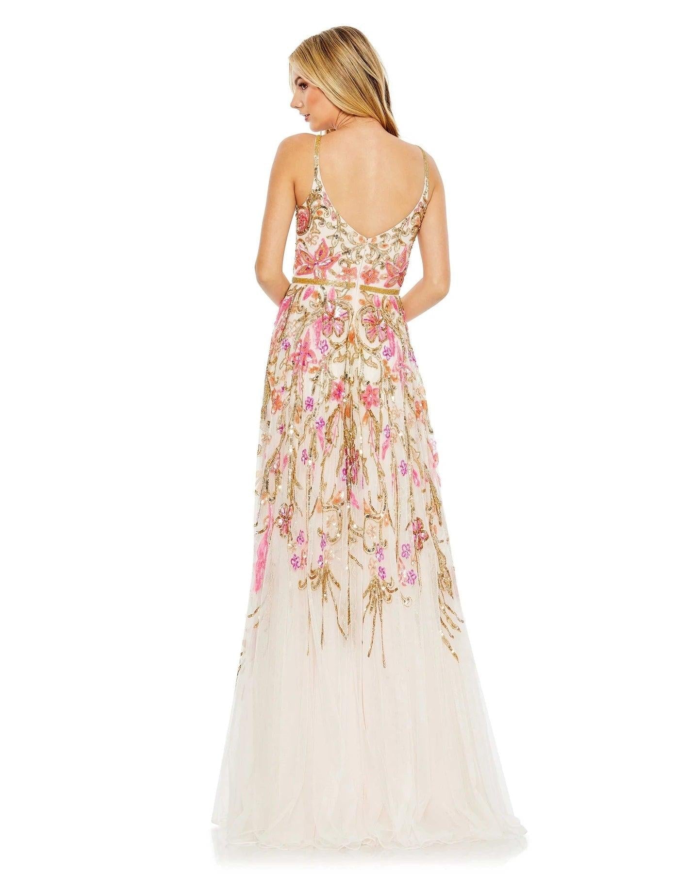 Mac Duggal 5671 Long Spaghetti Strap Prom Dress