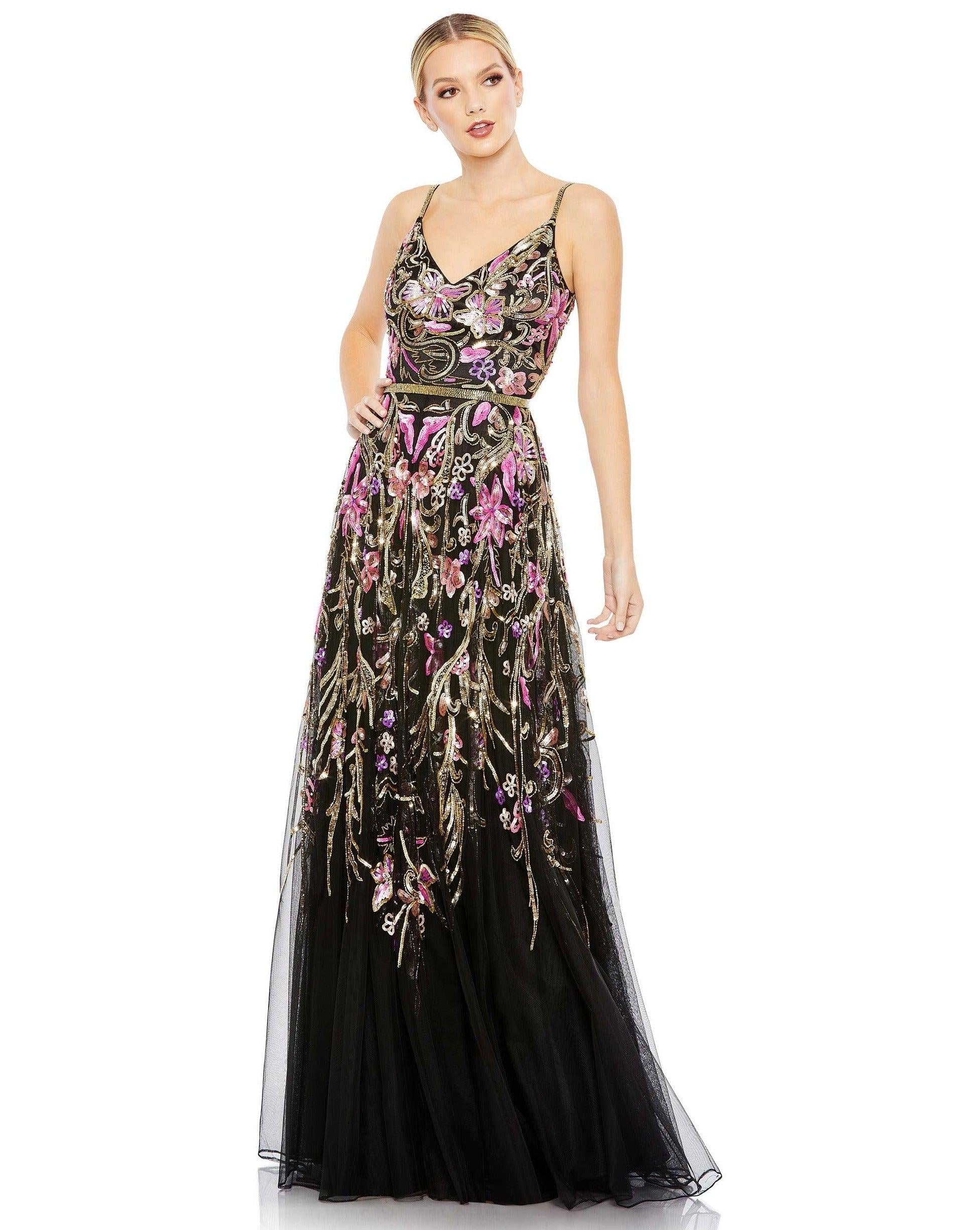 Mac Duggal 5671 Long Spaghetti Strap Prom Dress