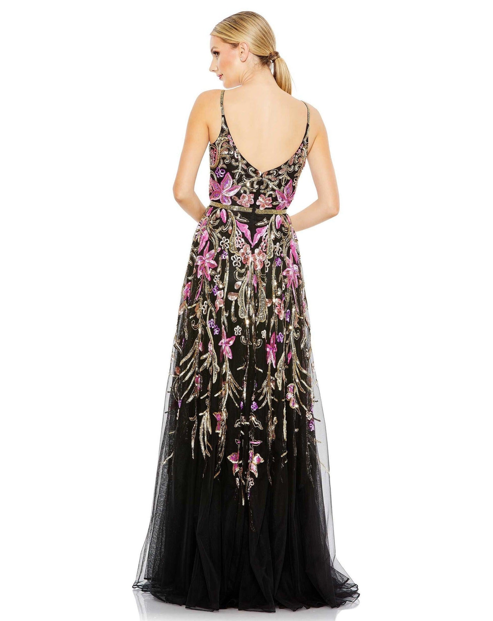 Mac Duggal 5671 Long Spaghetti Strap Prom Dress