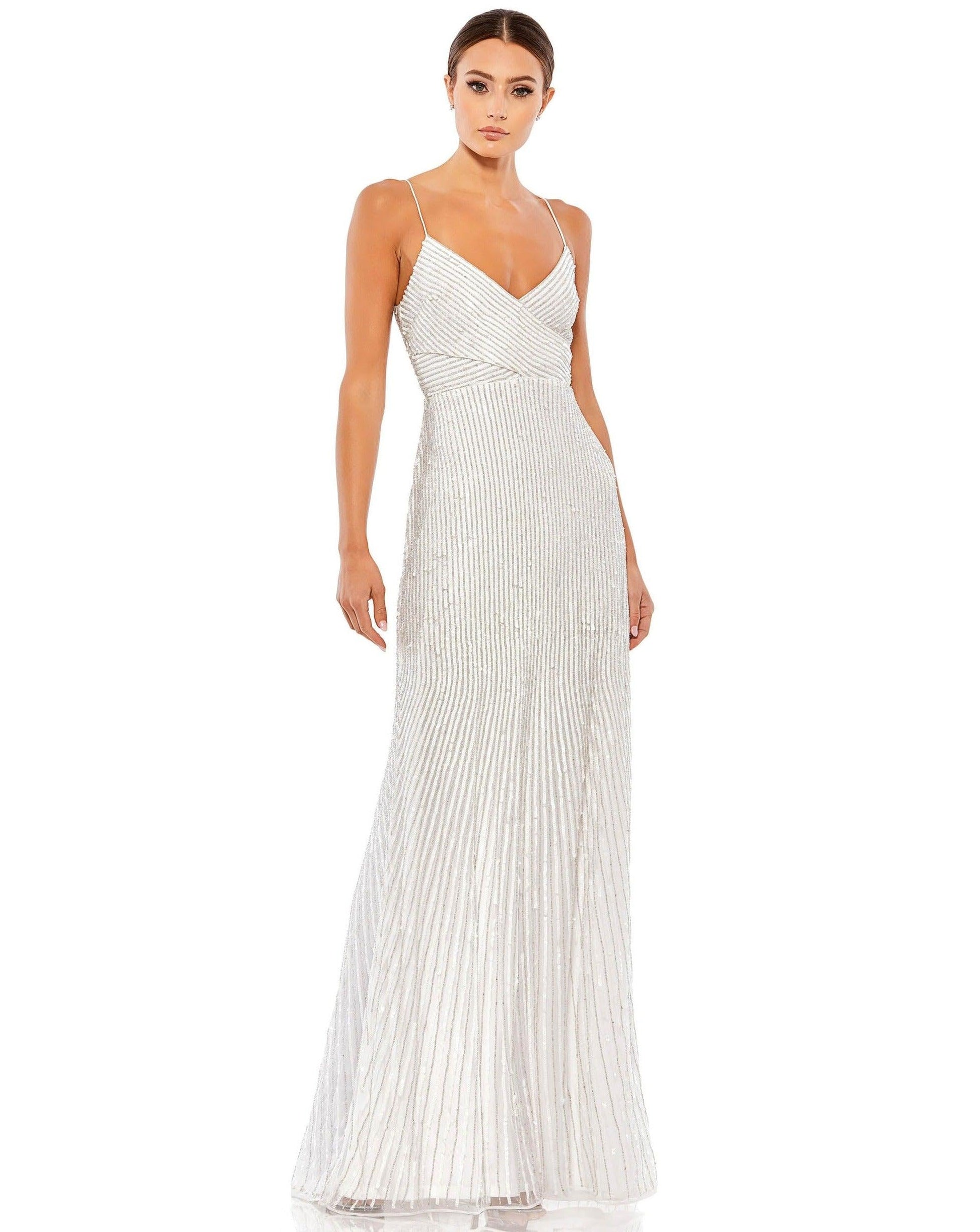 Mac Duggal 10817 Long Spaghetti Strap Prom Gown