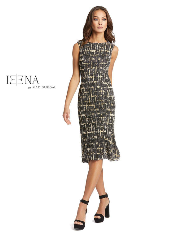 Metallic Sleeveless Midi Dress Metallic Fabric Mac Duggal 26426