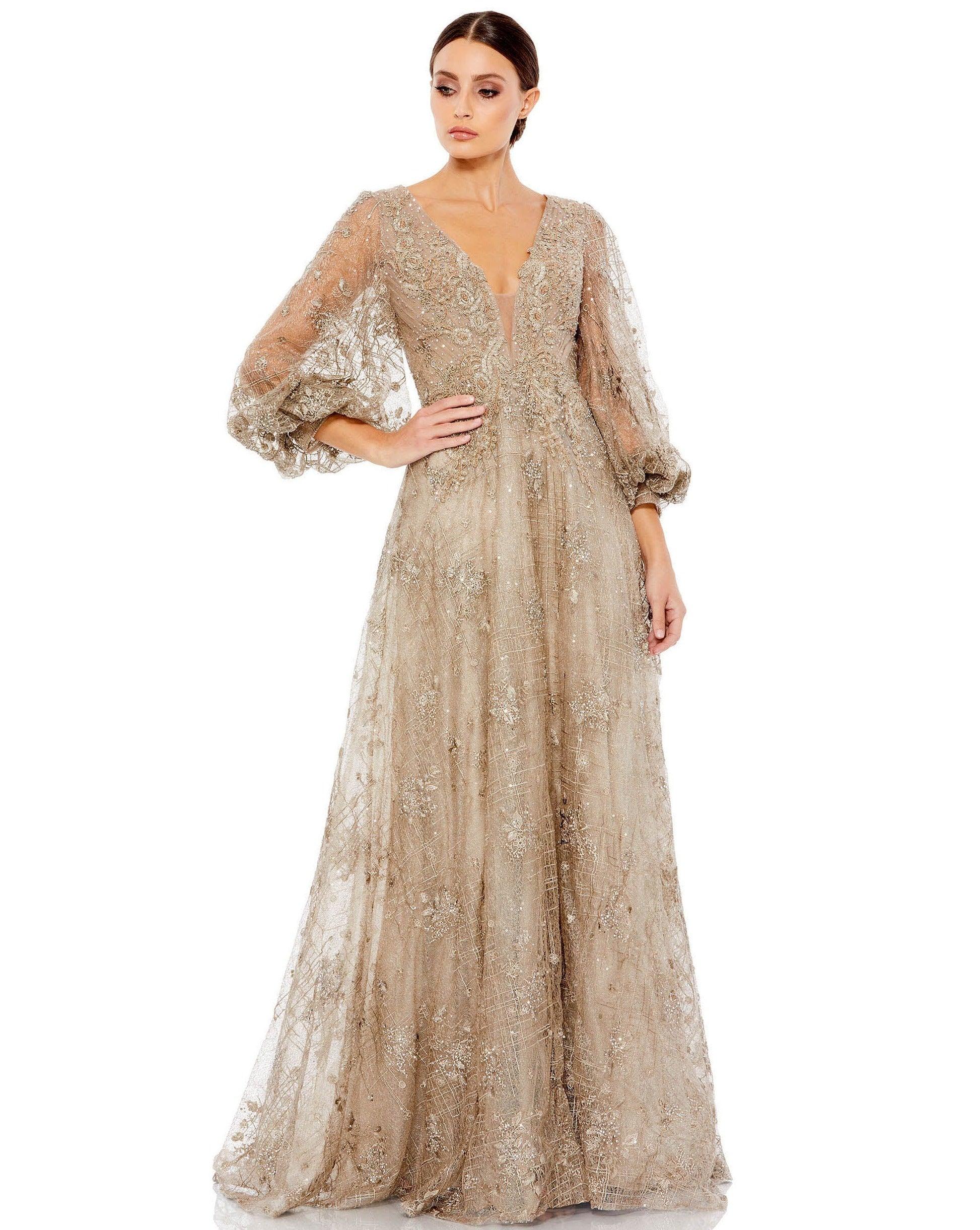 Mocha Mac Duggal 20283 Mother of the Bride Long Dress