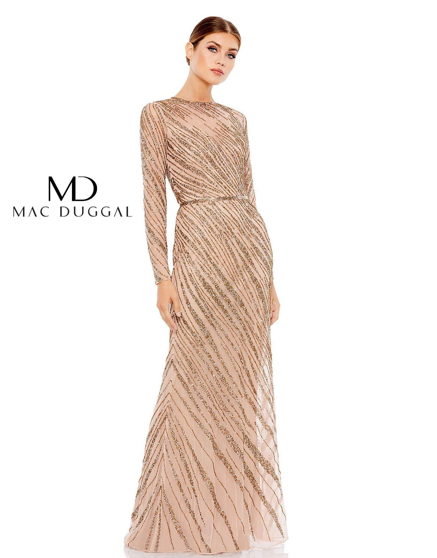 Mac Duggal Mother of the Bride Long Dress Mocha