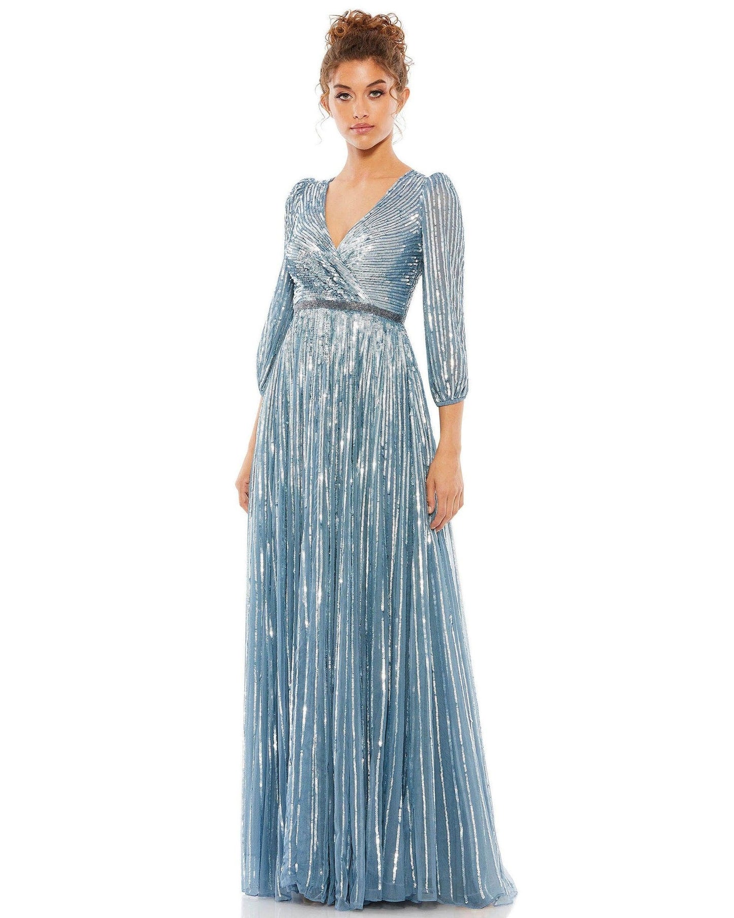 Mac Duggal Mother of the Bride Long Dress Slate Blue