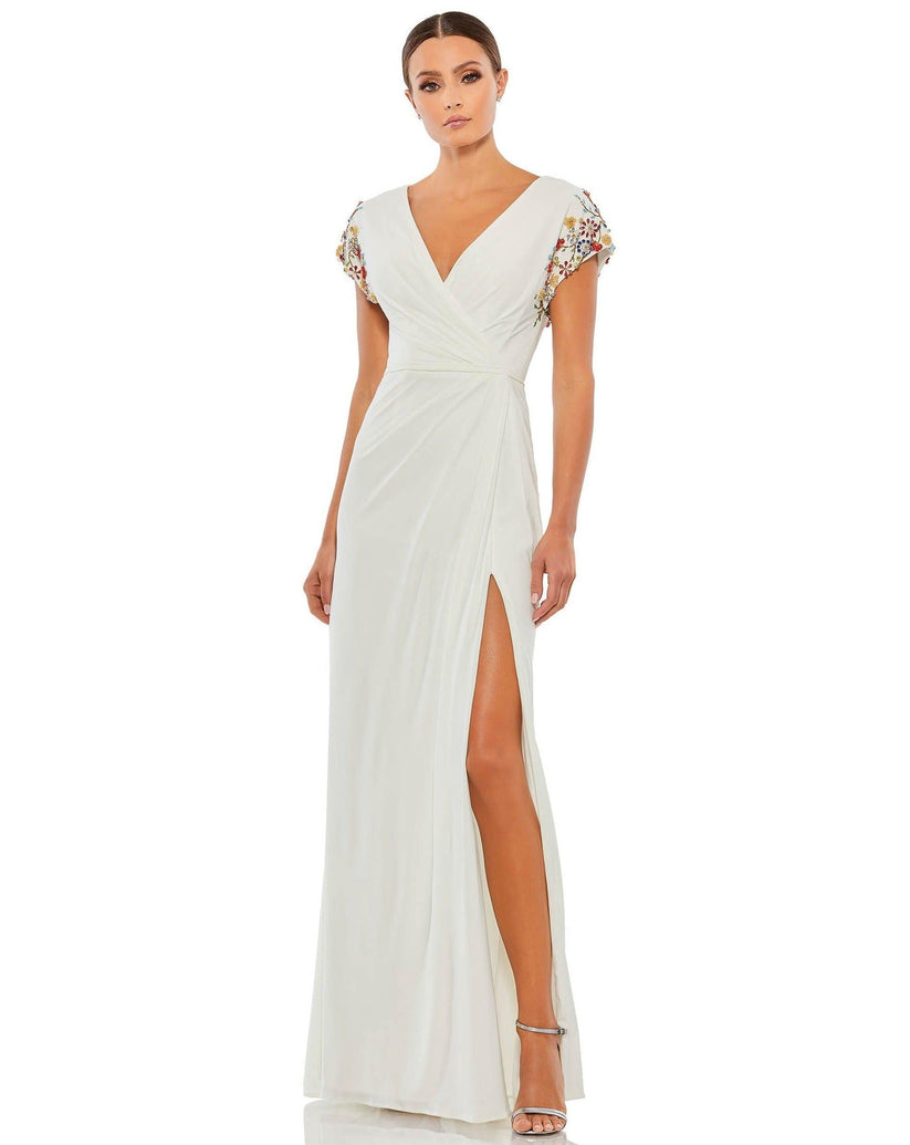 Black Multi Mac Duggal 55709 Mother of the Bride Long Dress for $498.0 – The Dress Outlet