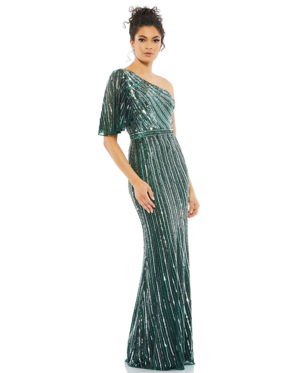 One Shoulder Long Formal Dress One Shoulder Detail Mac Duggal 5000