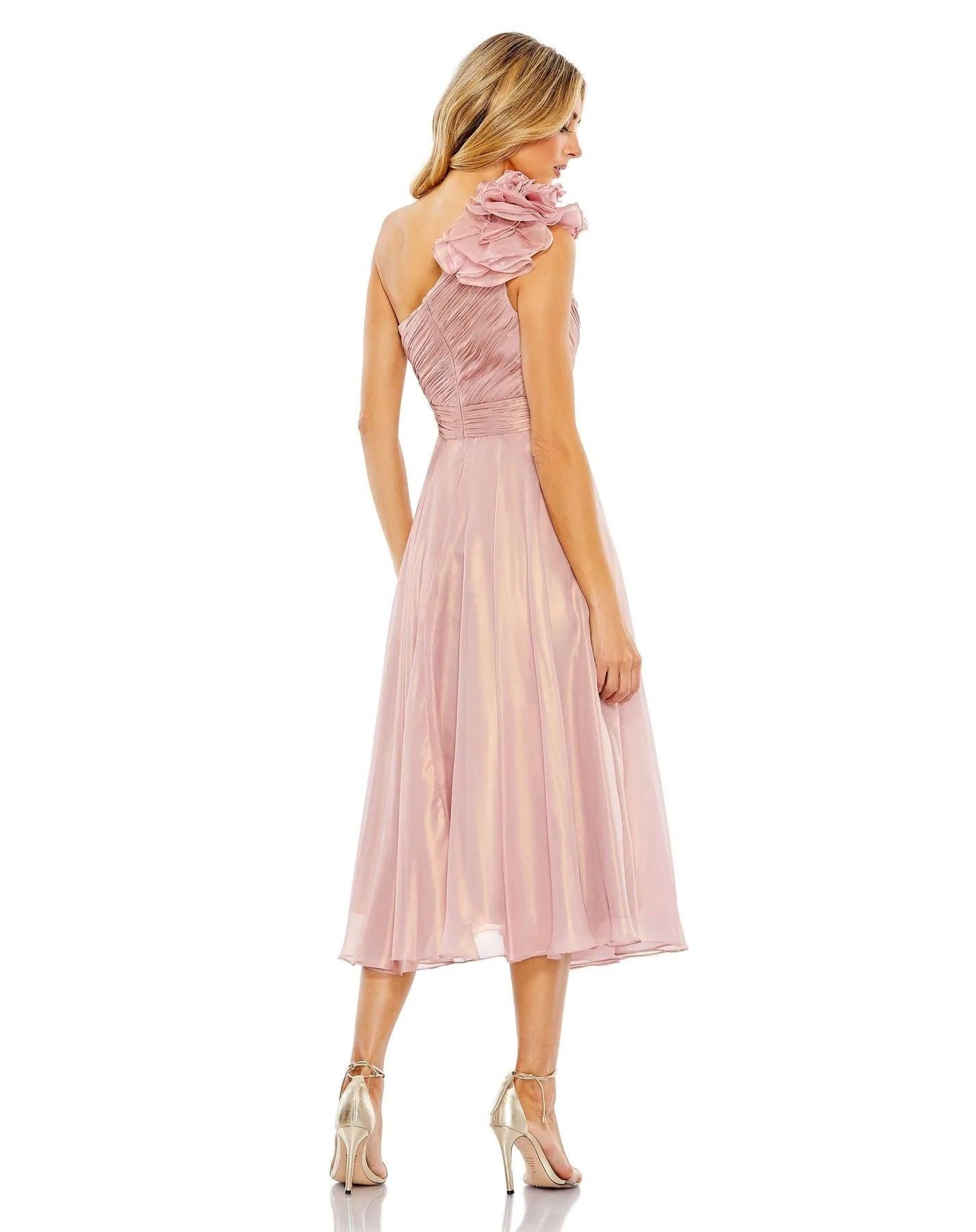 Rose Mac Duggal 49661 One Shoulder Tea Length Dress for 298.0 The