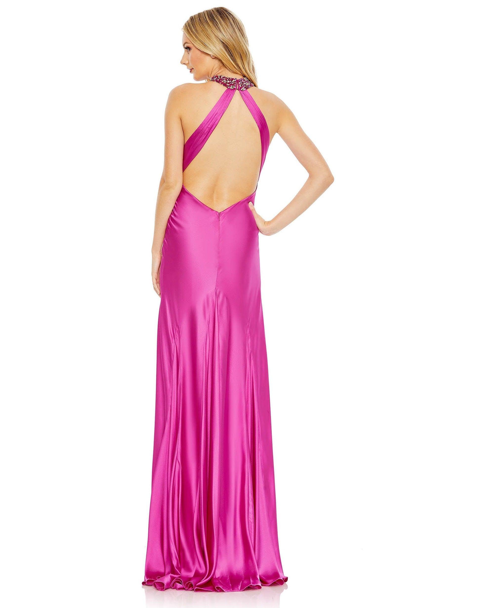 Mac Duggal Prom Long Beaded Halter Formal Gown 68063 - The Dress Outlet