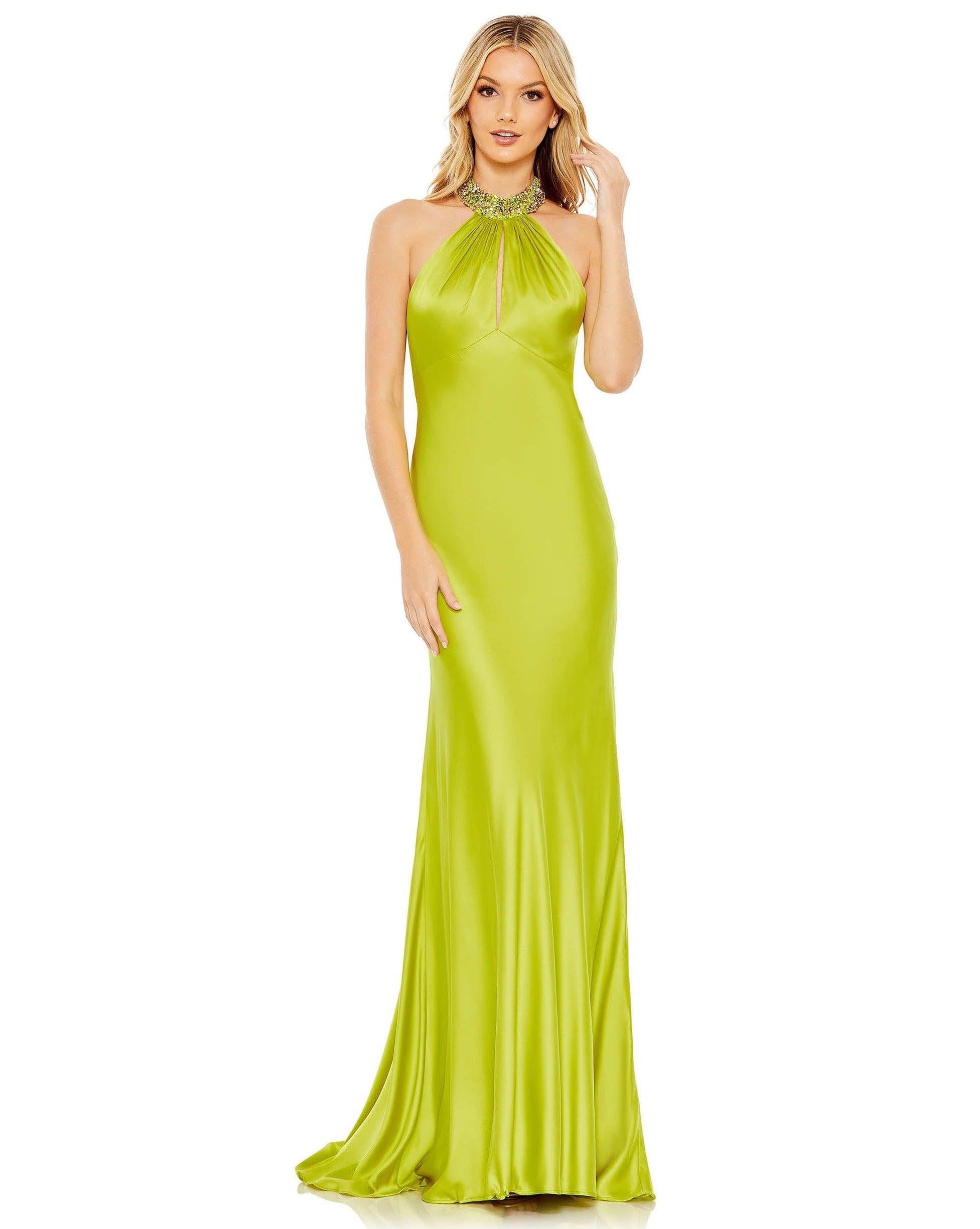 Mac Duggal Prom Long Beaded Halter Formal Gown 68063 - The Dress Outlet