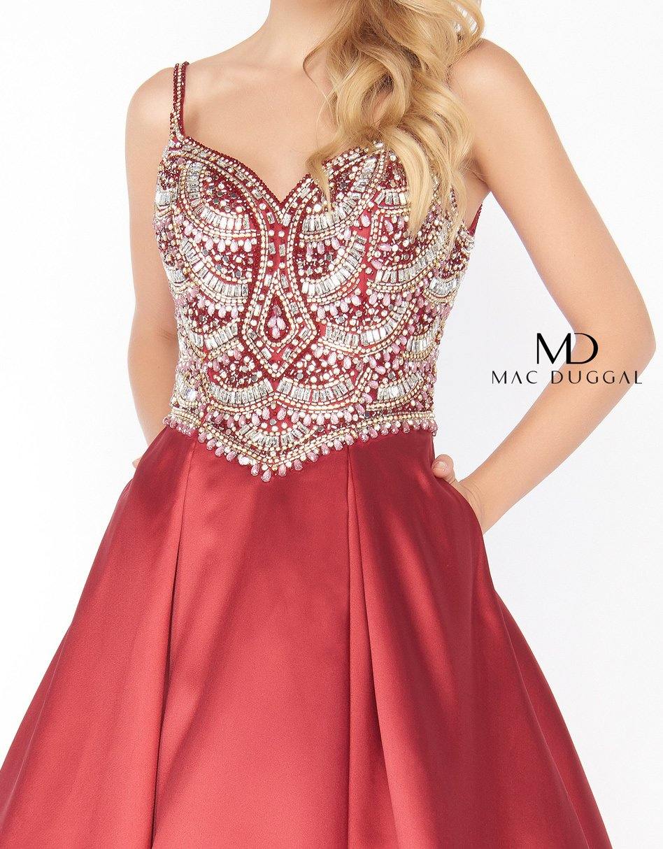 Mac Duggal 66285 Prom Long Beaded Satin Ball Gown
