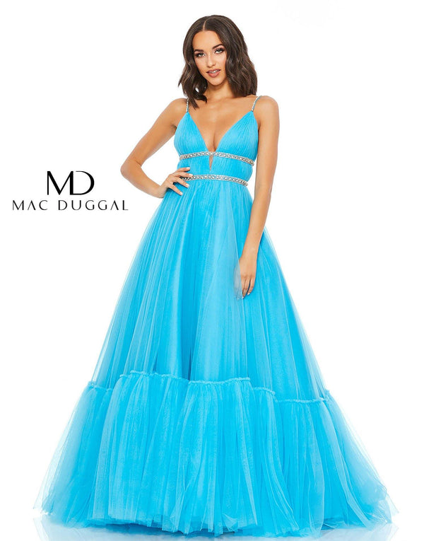 Prom Long Beaded Waist Ball Gown Beaded Waist Detail Mac Duggal 67557
