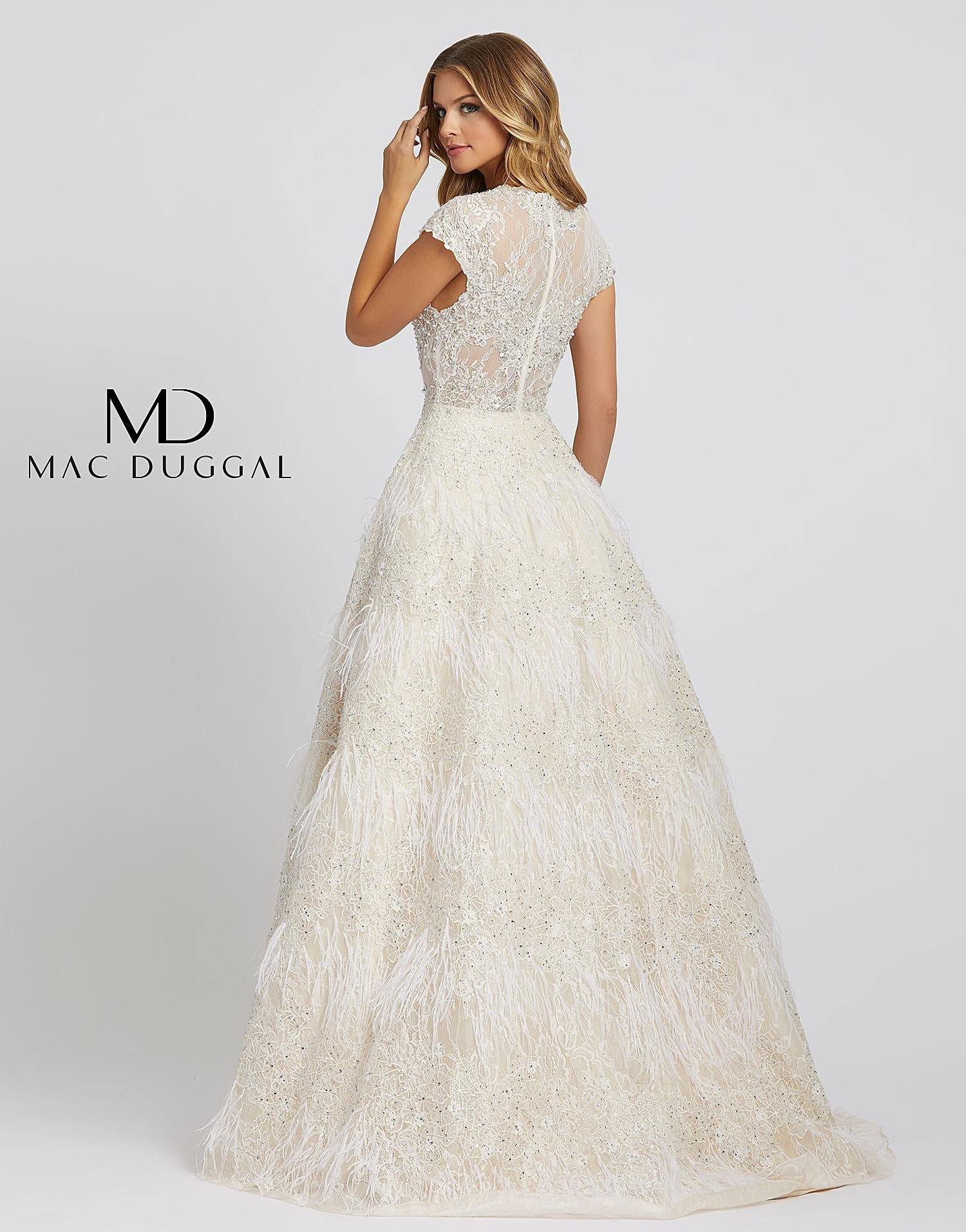 Mac Duggal 11132 Prom Long Cap Sleeve Ball Gown